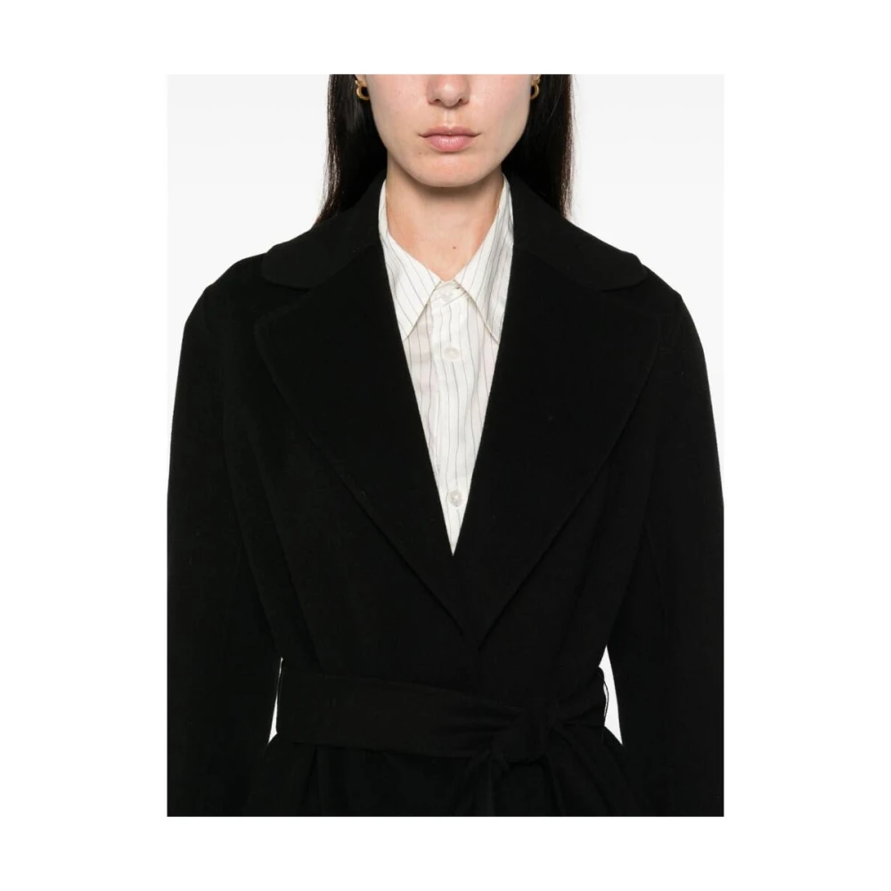 Max Mara Zwarte Wollen Jas met Revers Black Dames