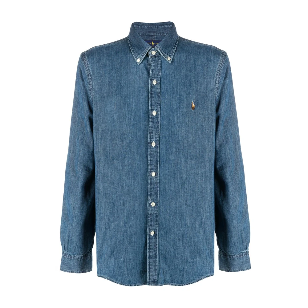 Polo Ralph Lauren Denim Sportshirt Lange Mouw Blue Heren