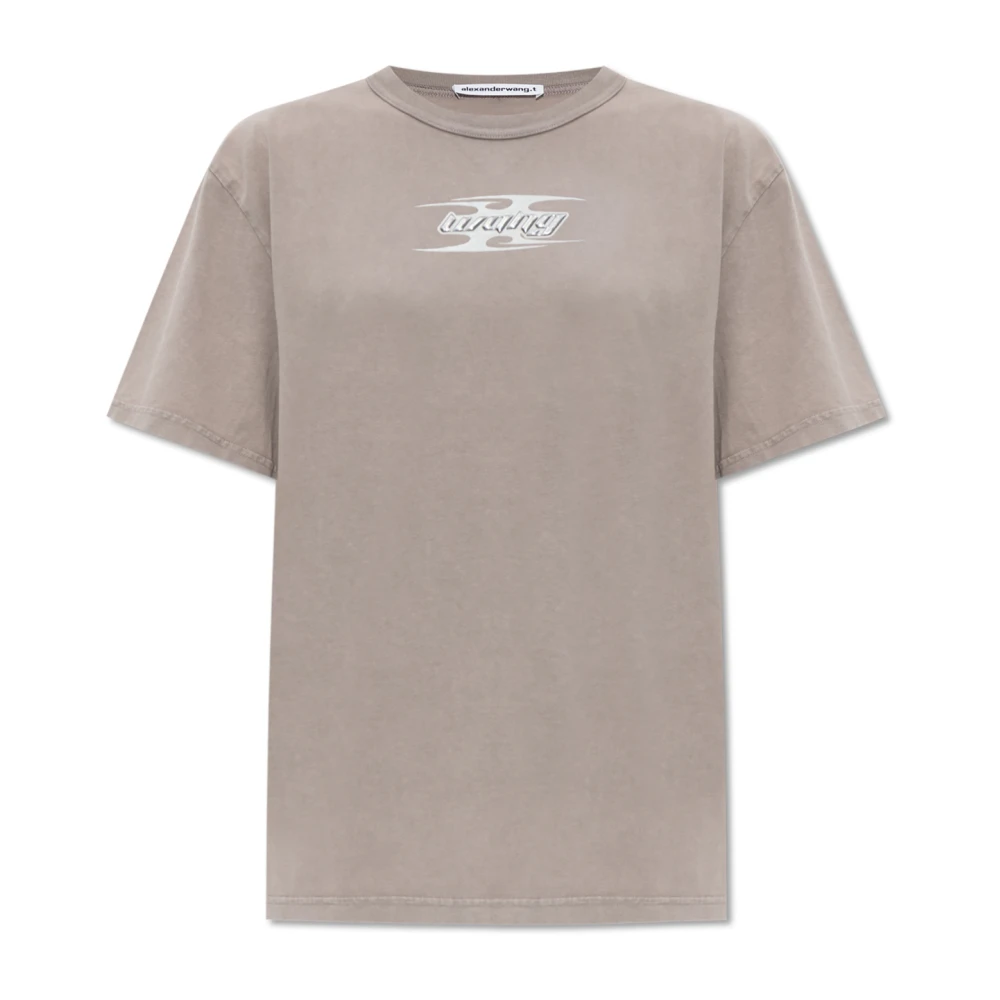 T by Alexander Wang Logo T-tröja Gray, Dam