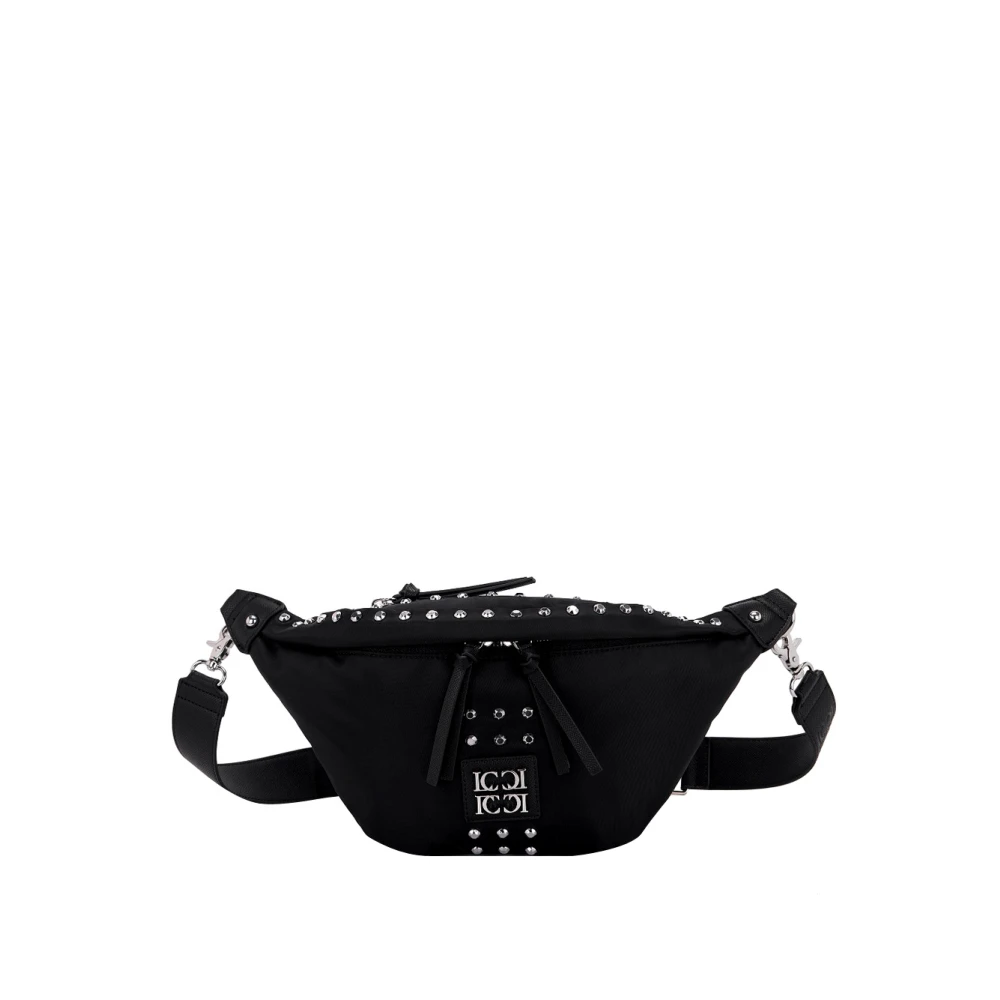 La Carrie Studded Nylon Crossbody Bag Zwart Black Dames