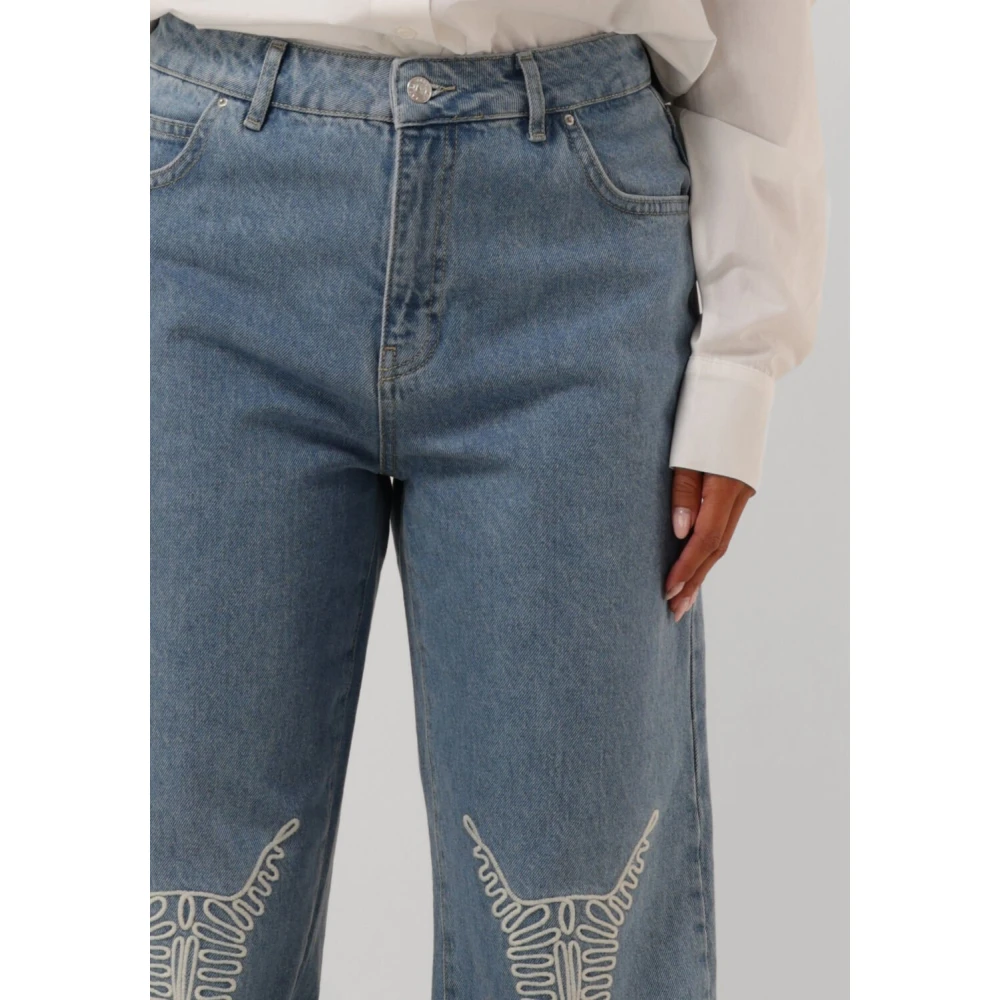 Alix The Label Slim Fit Denim Bull Pants Blue Dames