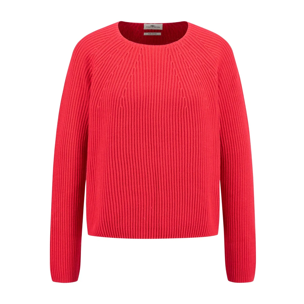 FYNCH-HATTON Katoenen O-Neck Trui Red Dames