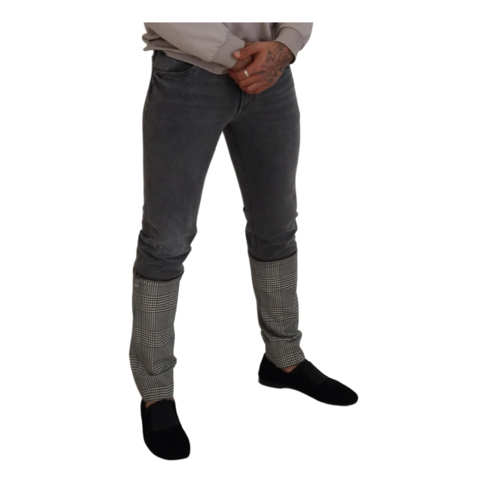Dolce & Gabbana Elegante grijze geruite denim schat Gray Heren