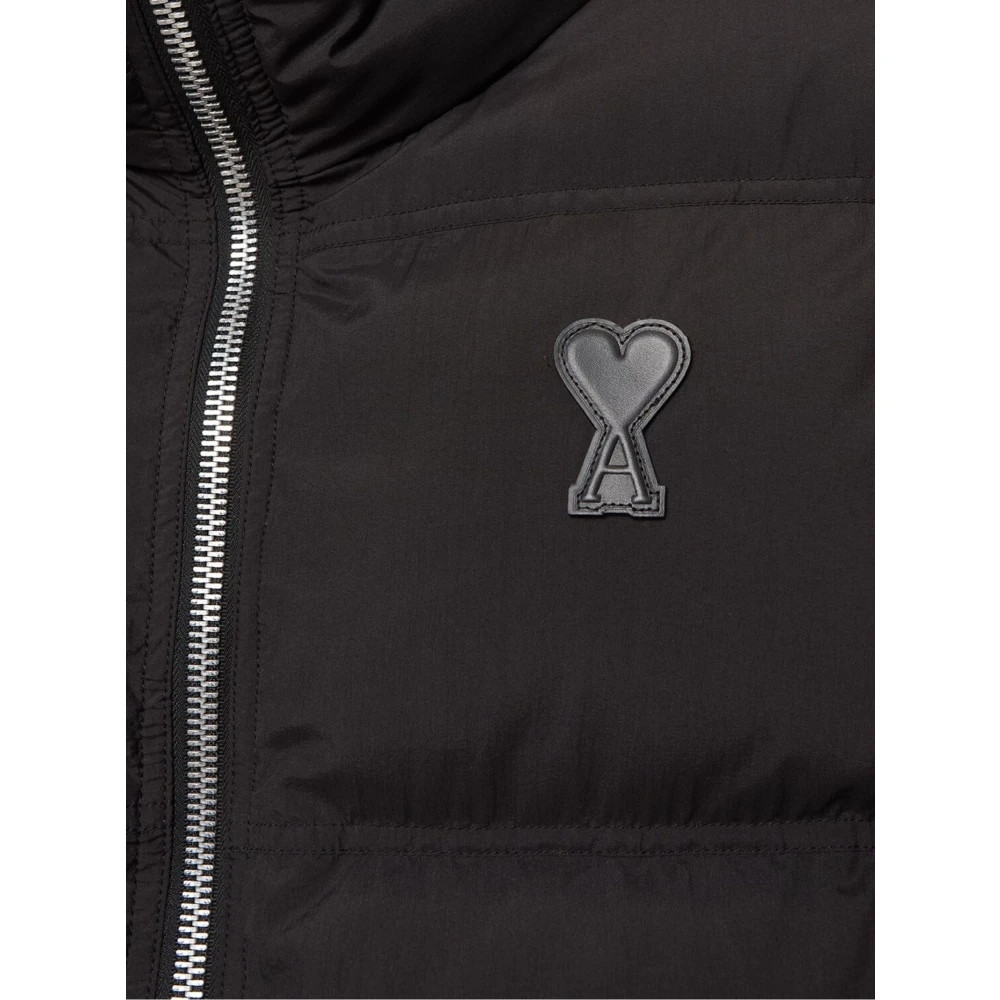 Ami Paris Zwarte Puffer Vest met Hartlogo Black Heren