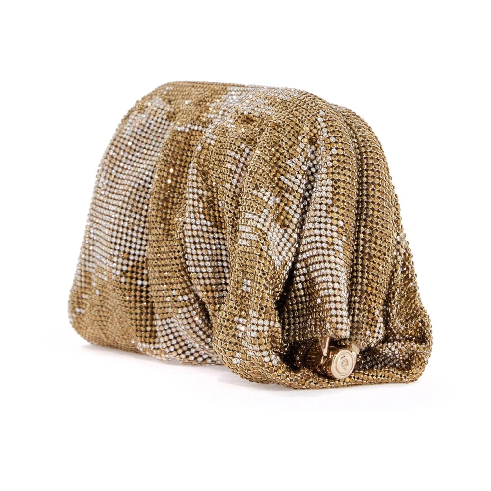 Benedetta Bruzziches Compacte Tas met Fonkelend Strass Mesh Yellow Dames