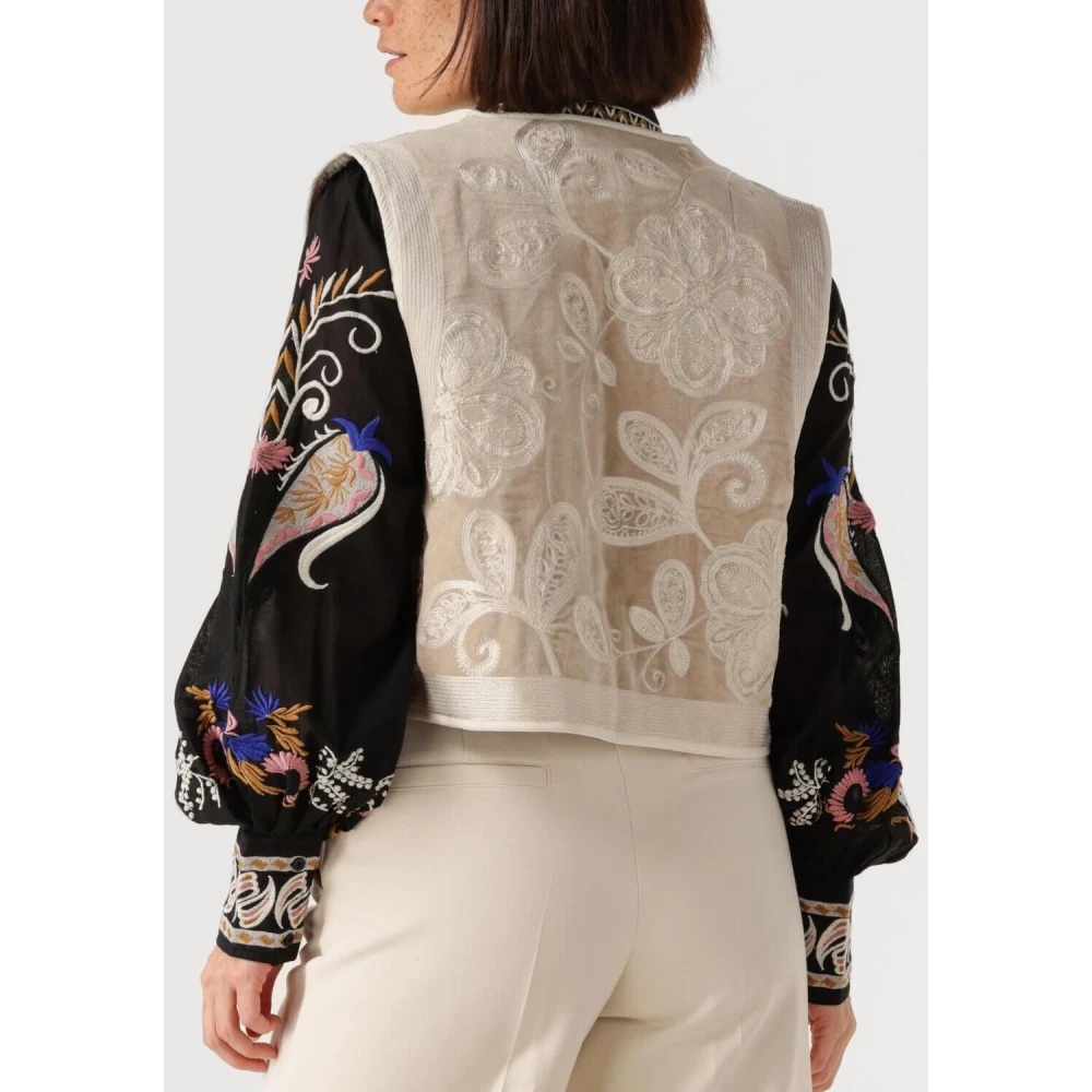 Summum Woman Geborduurde Dames Blazers Vest Beige Dames