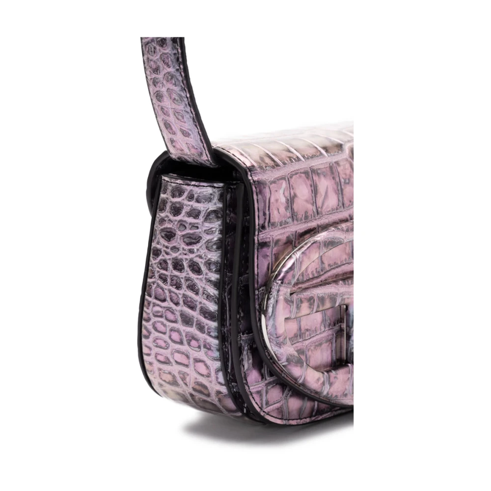 Diesel Blauwe Schoudertas met Krokodilleneffect Blue Dames
