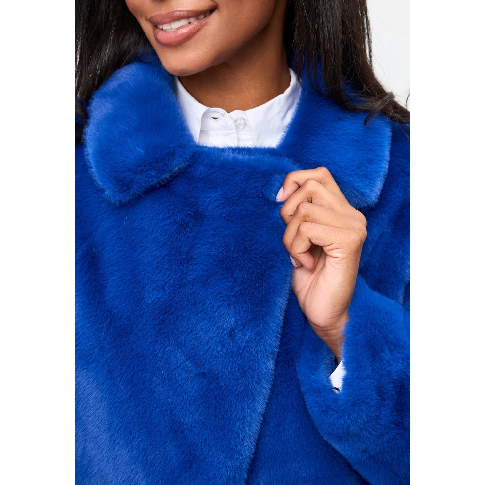 Cesare Gaspari Deluxe Lange Achterprint Jas Liefhebbers Blauw Blue Dames