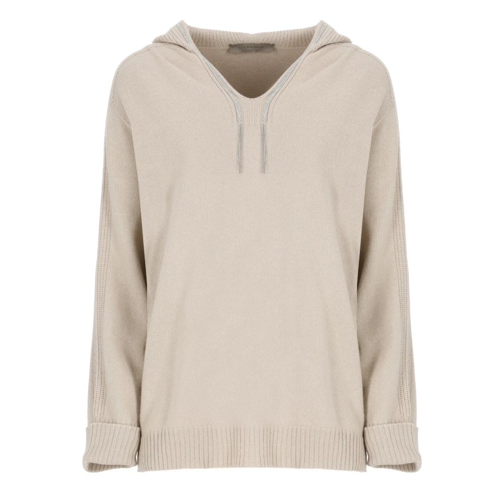 D.Exterior Beige Cashmere Blend Hoodie med Ljusa Detaljer Beige, Dam