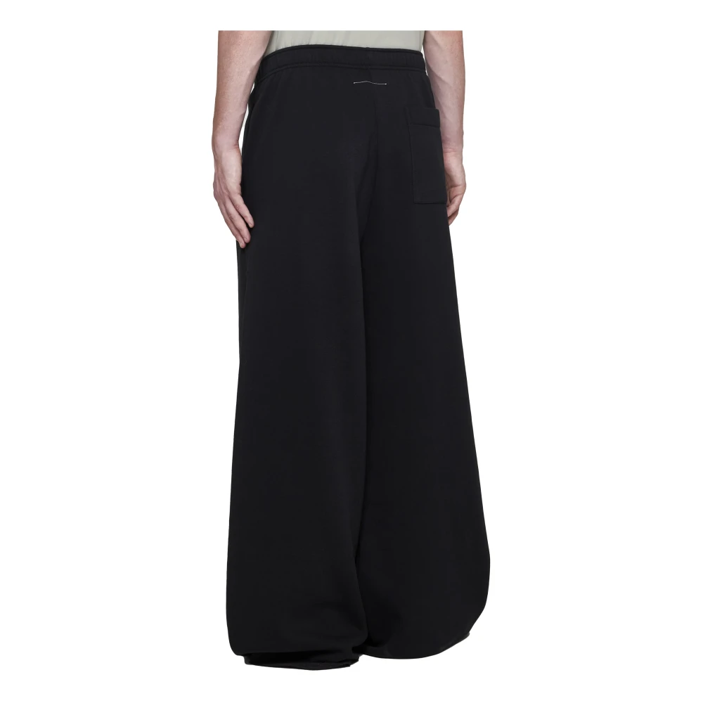 MM6 Maison Margiela Zwarte Oversized Sweatpants met Logo Print Black Heren