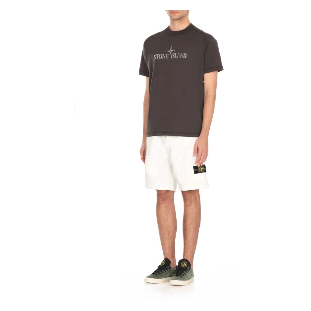Stone Island Grijze Katoenen T-shirt met Logo Gray Heren
