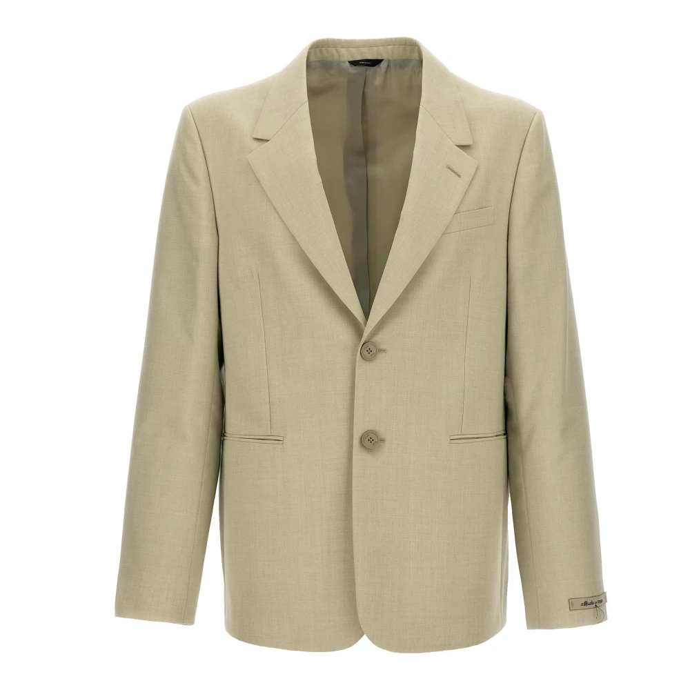Fendi Men's Beige Single-Breasted Wool Blazer