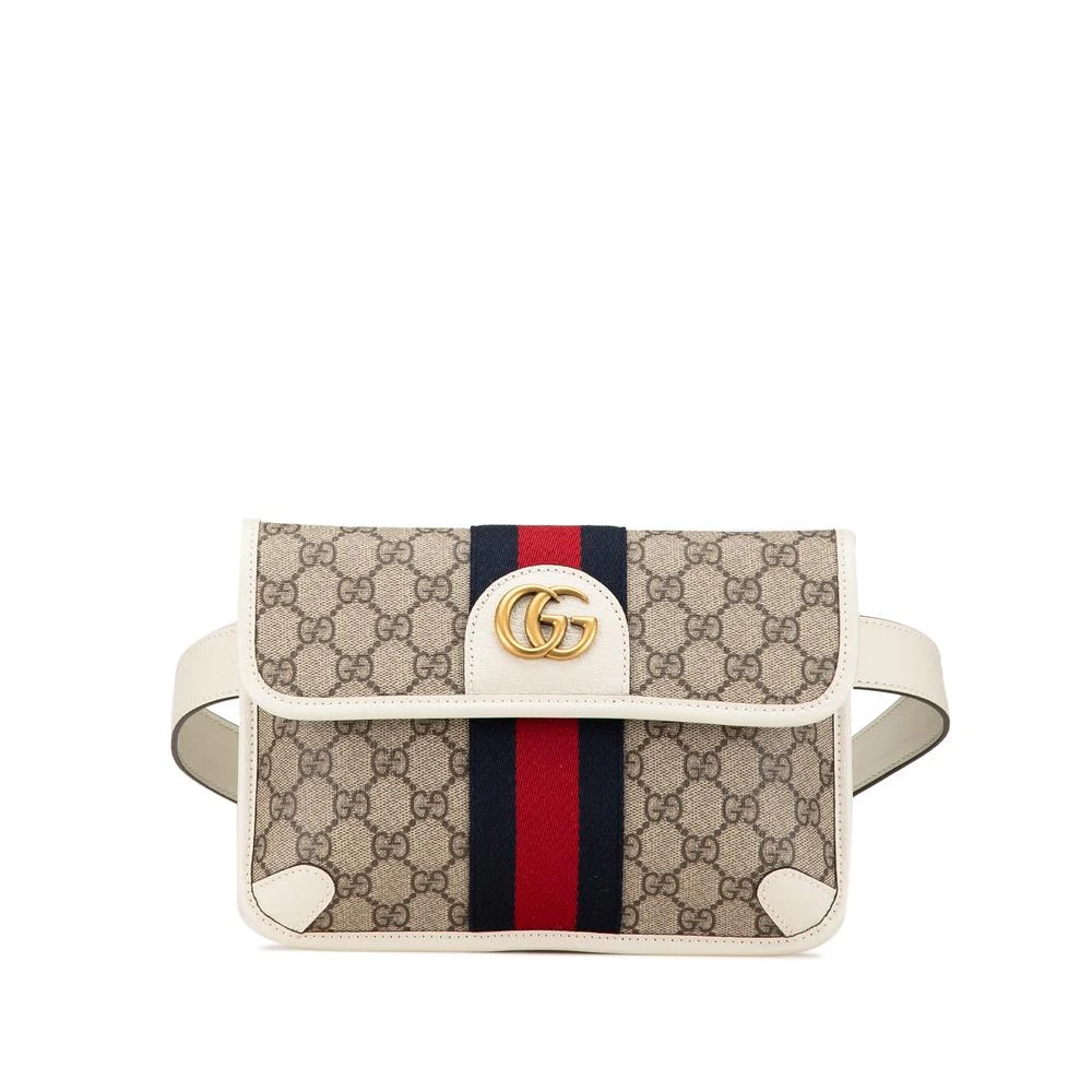 Gucci Vintage Women's Beige Pre-Owned Gg Marmont Belt Bag Web Detail