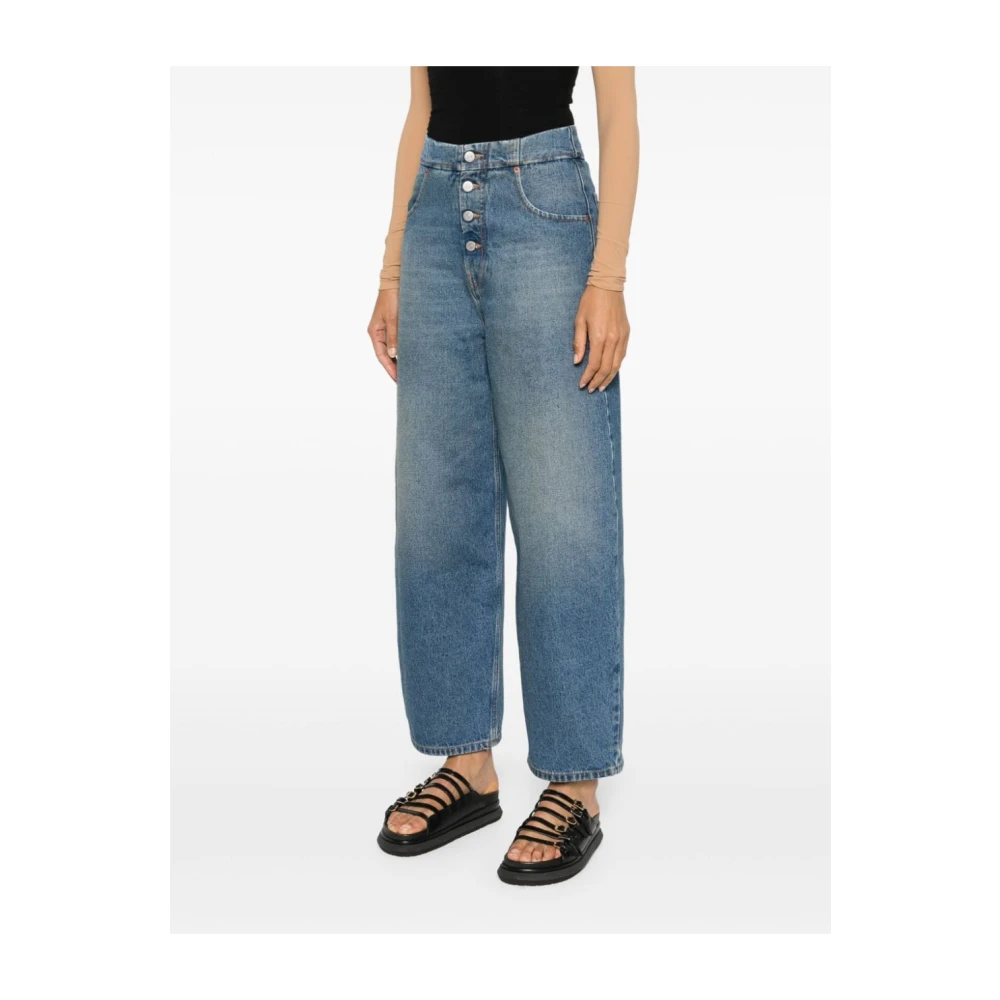 MM6 Maison Margiela Clear Blue Denim Wide Leg Jeans Blue Dames