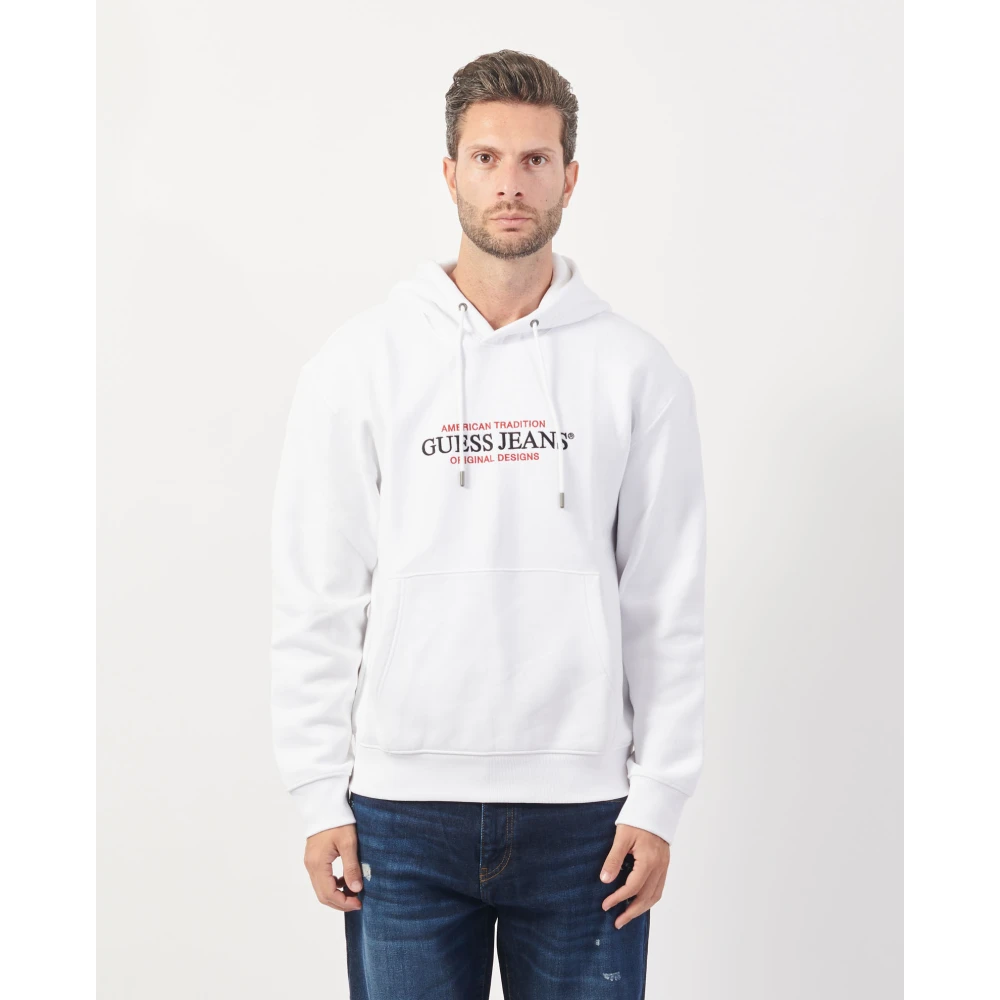 Guess Biologisch katoenen hoodie met American Tradition logo White Heren
