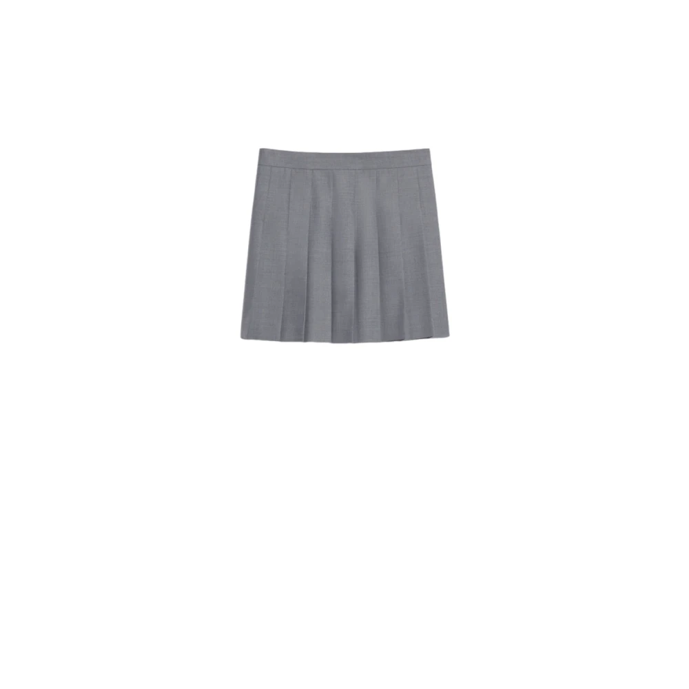 Max Mara Studio Grijze Geplooide Wollen Rok Gray Dames