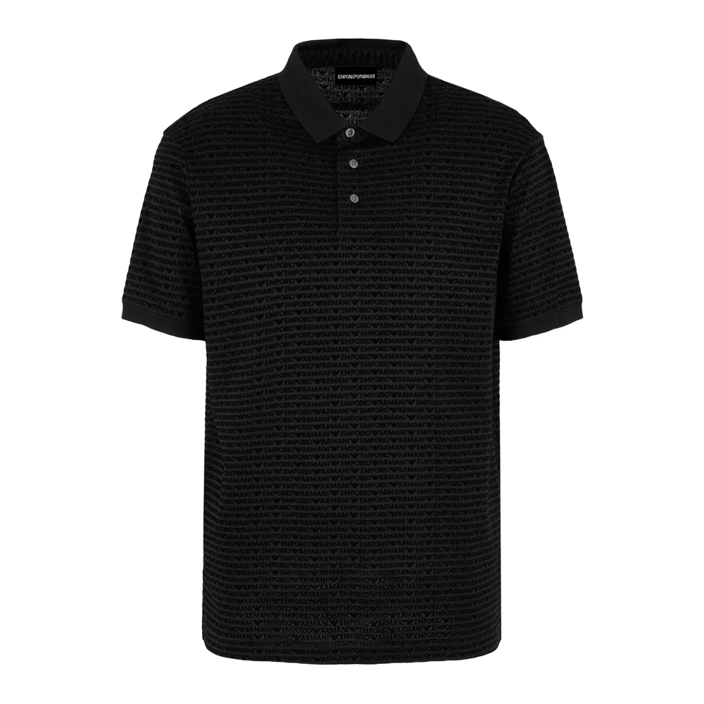 Emporio Armani Svart Jersey Polo T-shirts och Polos Black, Herr