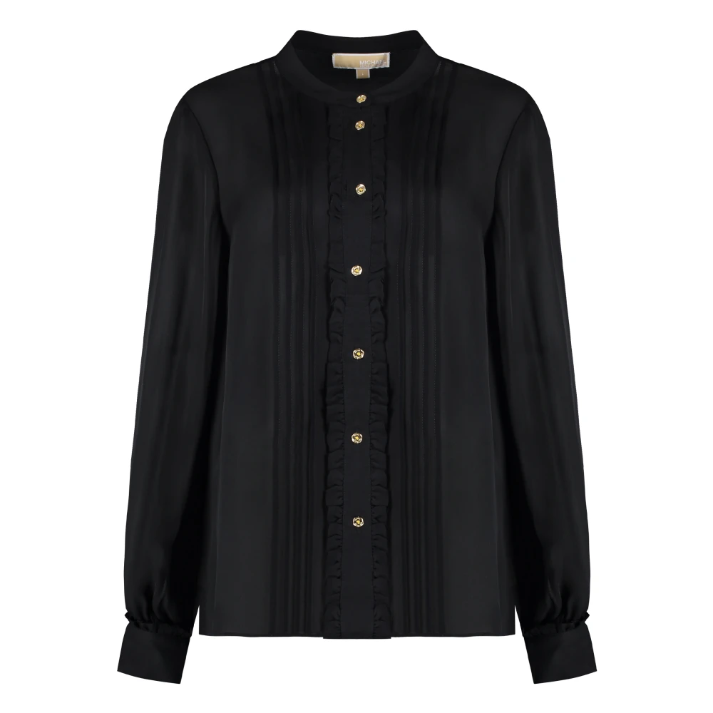 Michael Kors Zijden blend blouse met decoratieve ruches Black Dames