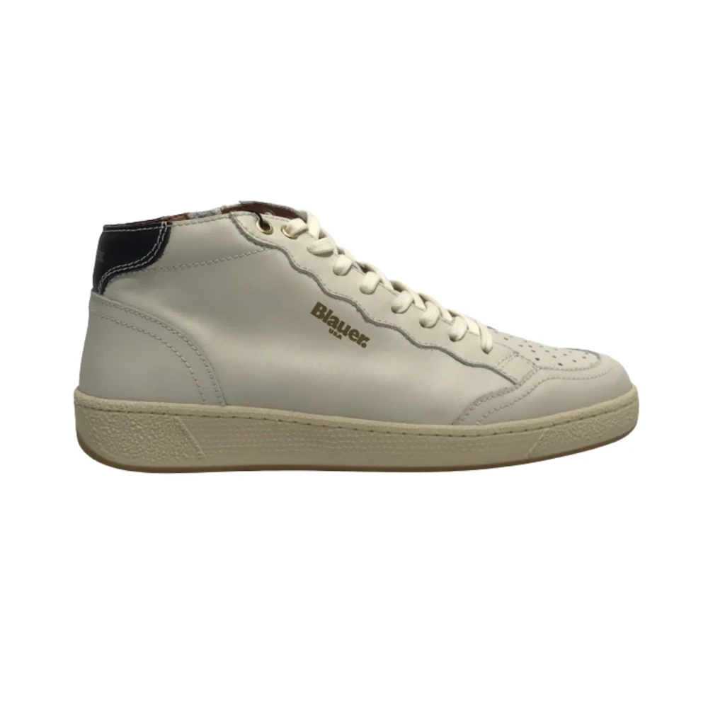 Blauer Herr Hög Topp Läder Sneakers - Murray 02 White, Herr