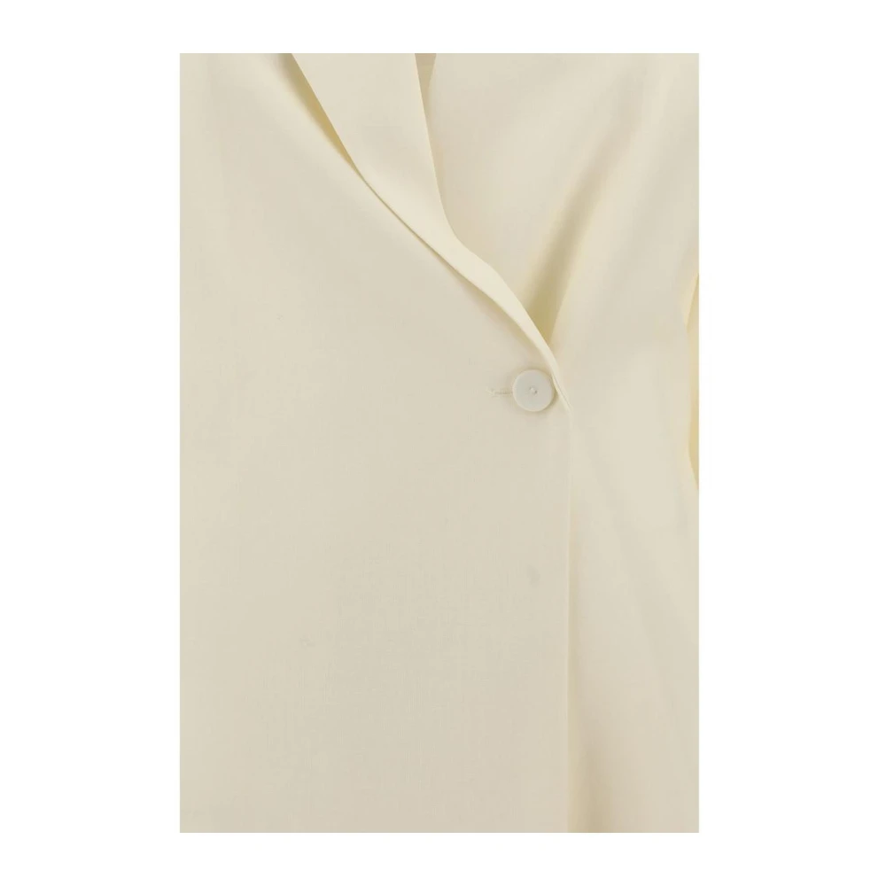 Róhe Monochrome wollen blazerjas met asymmetrische revers White Dames