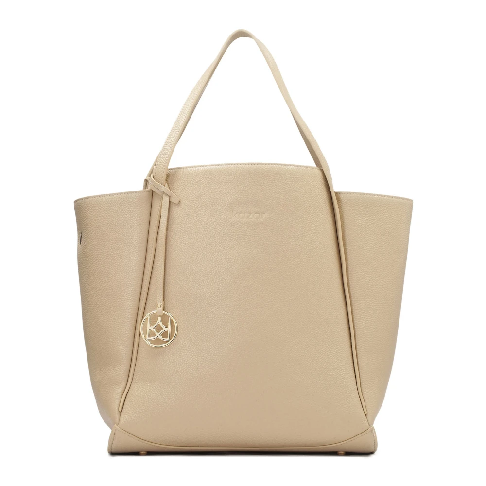 Kazar Grote trapeziumvormige schoudertas Beige Dames