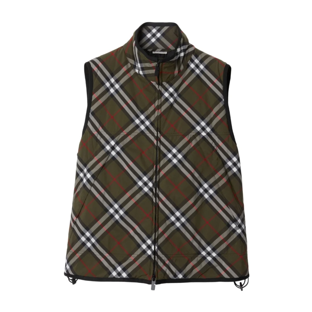 Burberry Groene Gewatteerde Ruitpatroon Jas Green Heren