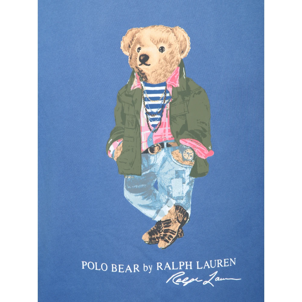 Polo Ralph Lauren Blauw Teddybeerprint T-shirt Blue Heren
