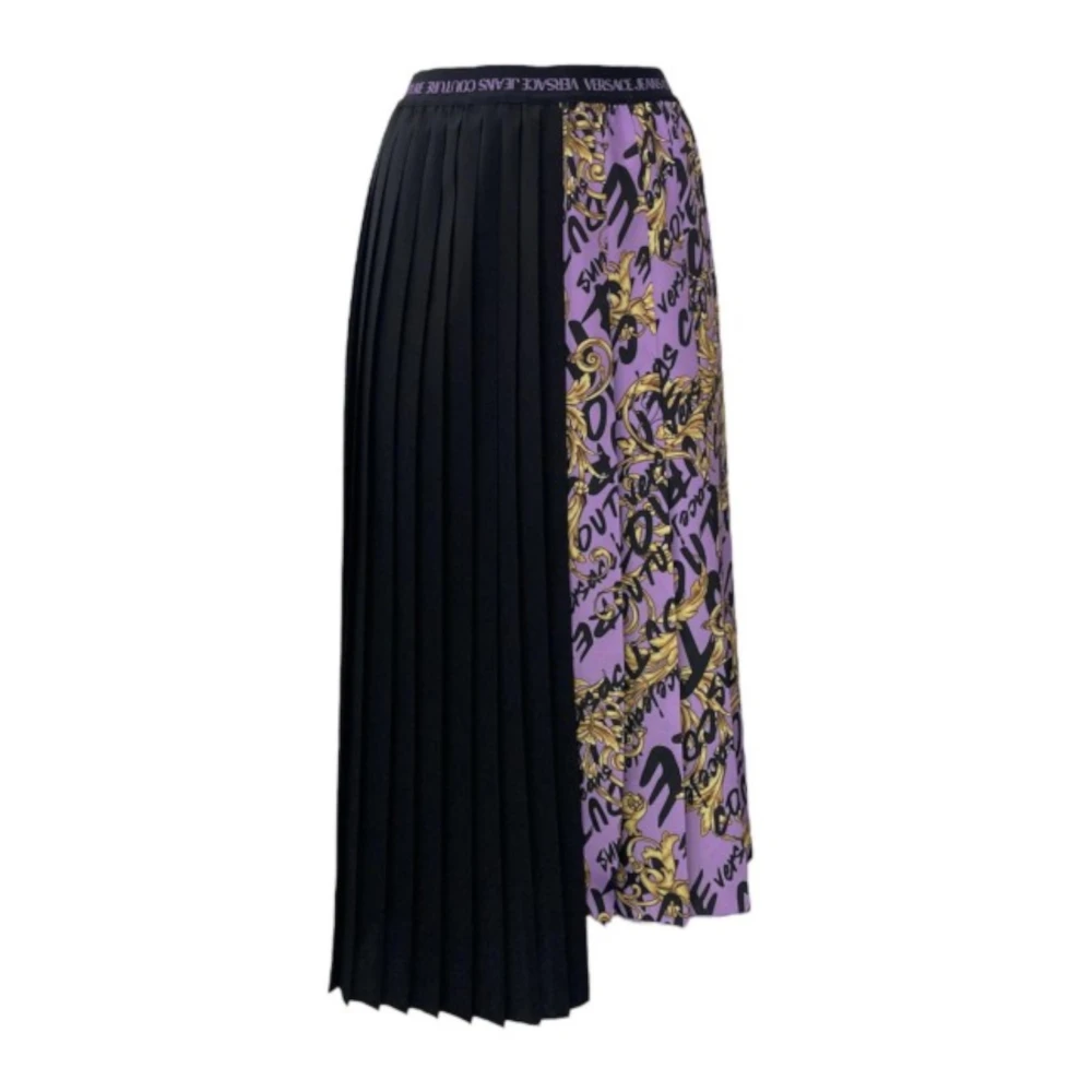 Versace Jeans Couture Lila Geplooide Asymmetrische Rok Purple Dames