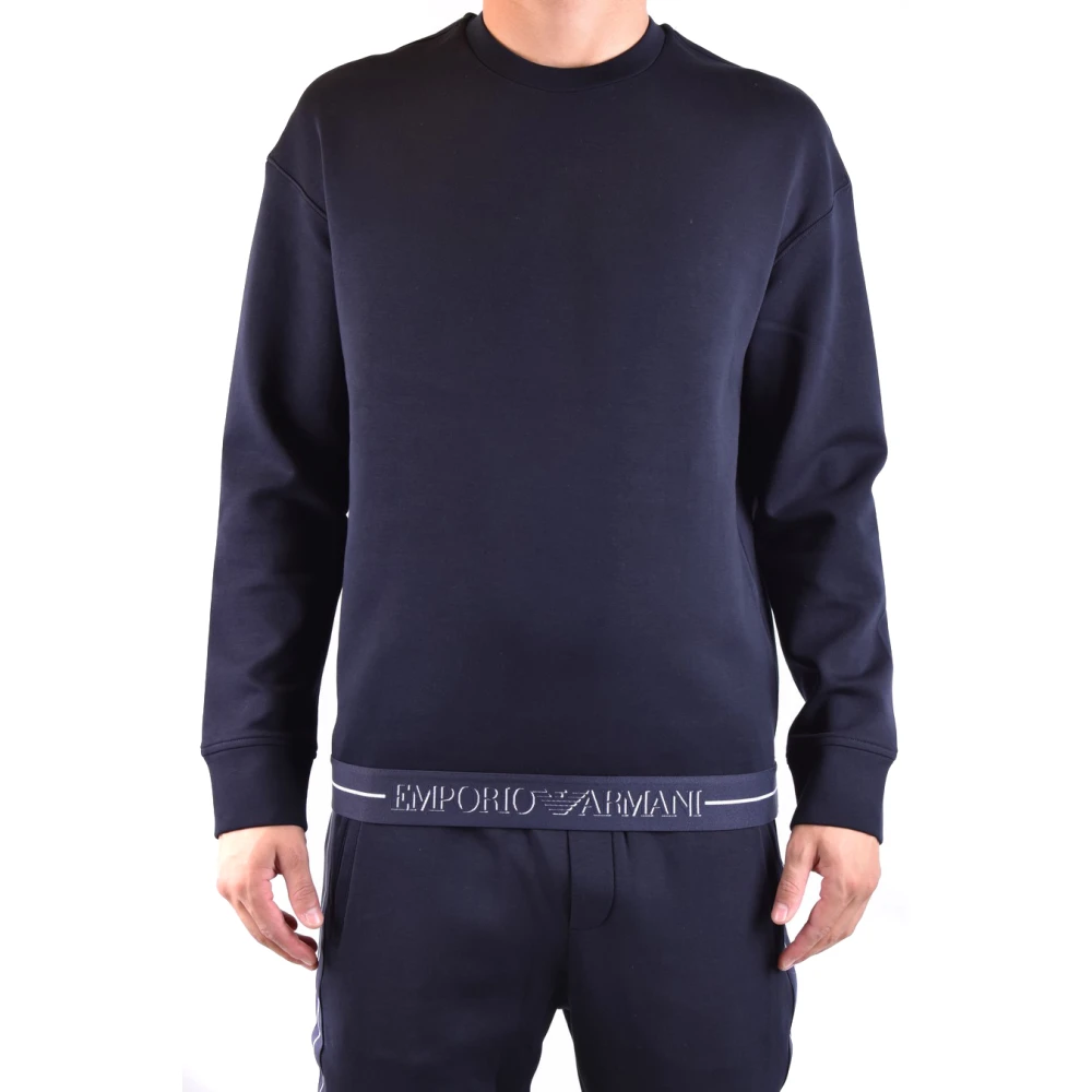 Emporio Armani Sky Kleurige Stijlvolle Sweatshirt Aw22 Blue Heren