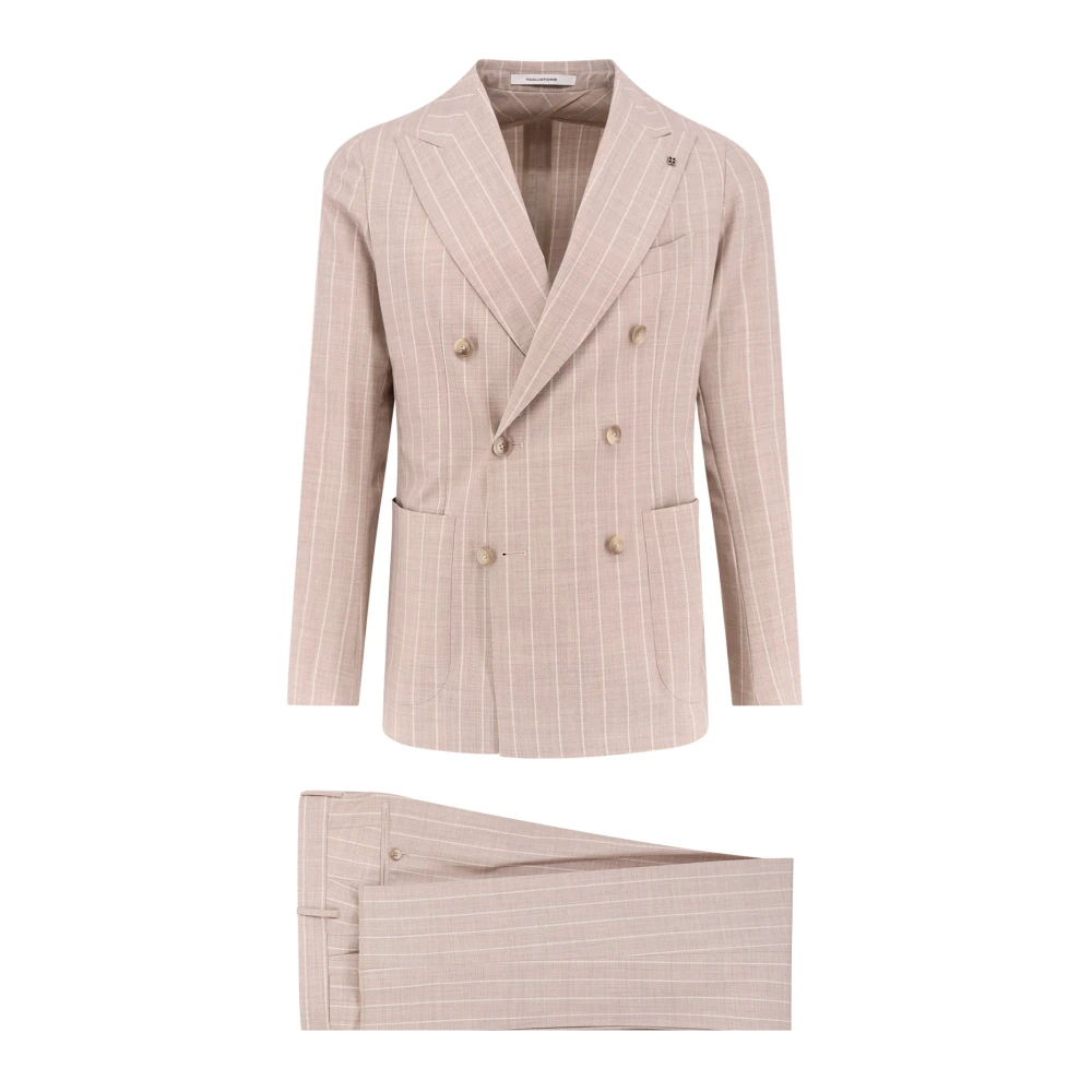 Tagliatore Mannelijk Beige Double-Breasted Suit