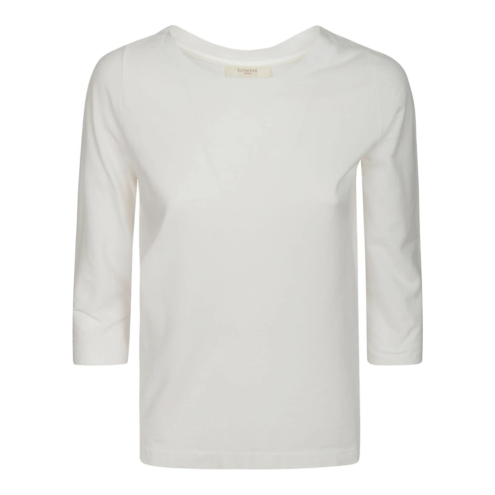 Zanone Wit Katoenen T-Shirt met Driekwart Mouwen White Dames