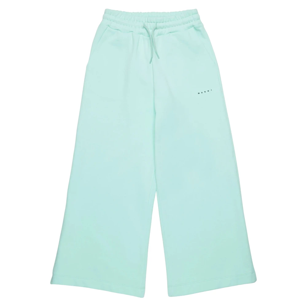 Marni Girls Green Sweatpants,, Logo Joggers For Stylish Size 6 Y