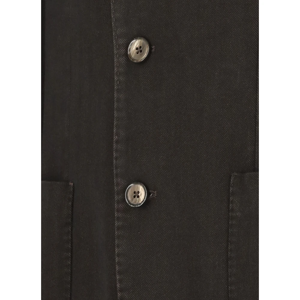 Lubiam Bruine Katoenen Jas met Peak Revers Brown Heren