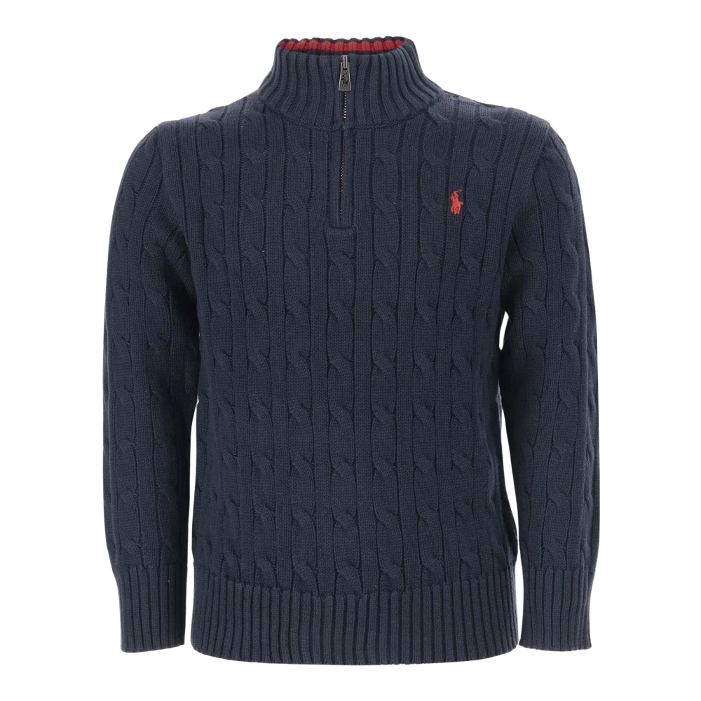 Polo Ralph Lauren Navy Katoen Rits Cardigan Gevlochten Blue Heren