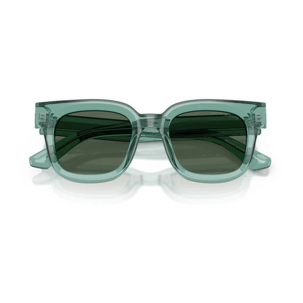 Emporio Armani , Shiny Transparent Green Sunglasses Dark Green lenses, EA4271 636571, Mojo Glasses - Image 3