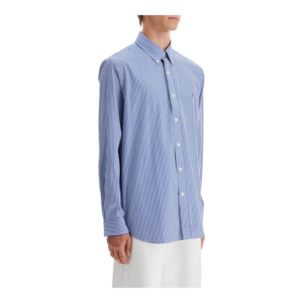 Polo Ralph Lauren Gestreept Stretch Poplin Overhemd Blue Heren