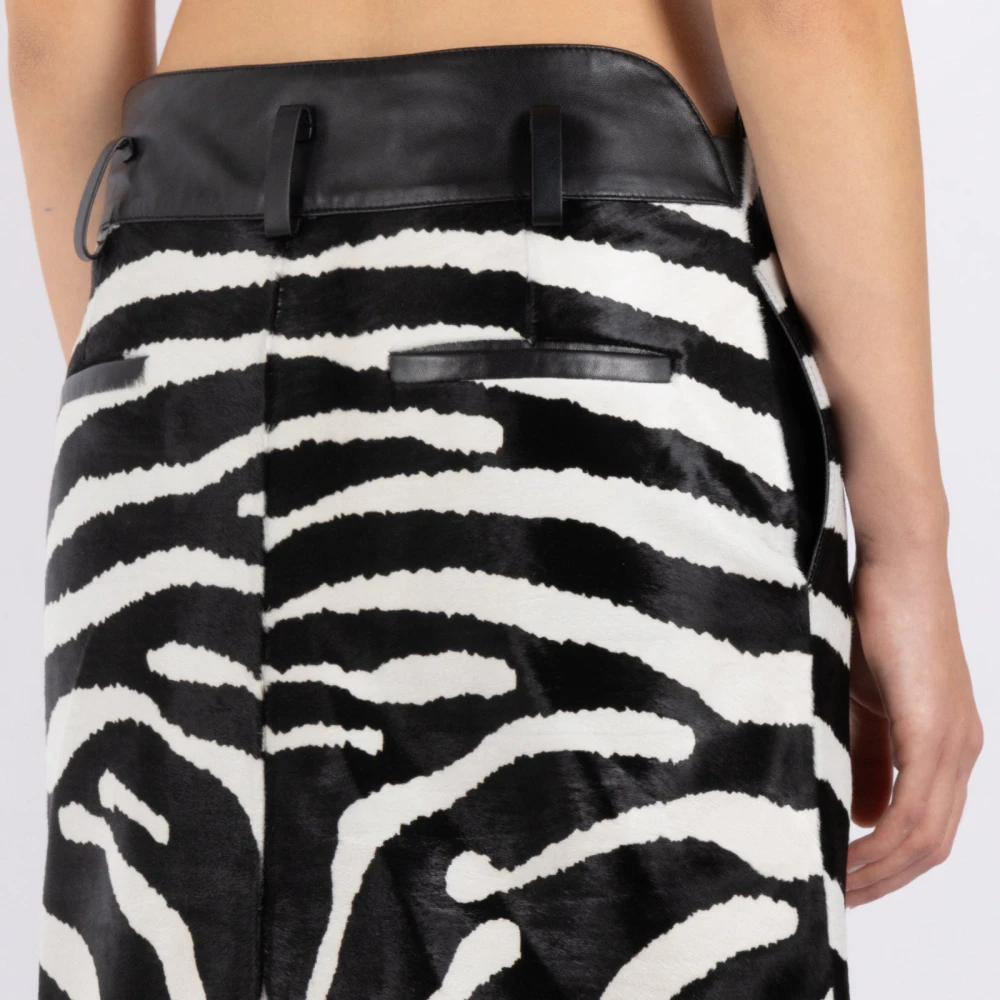 Jacquemus Midi Leren Rok in Zwart en Wit Black Dames