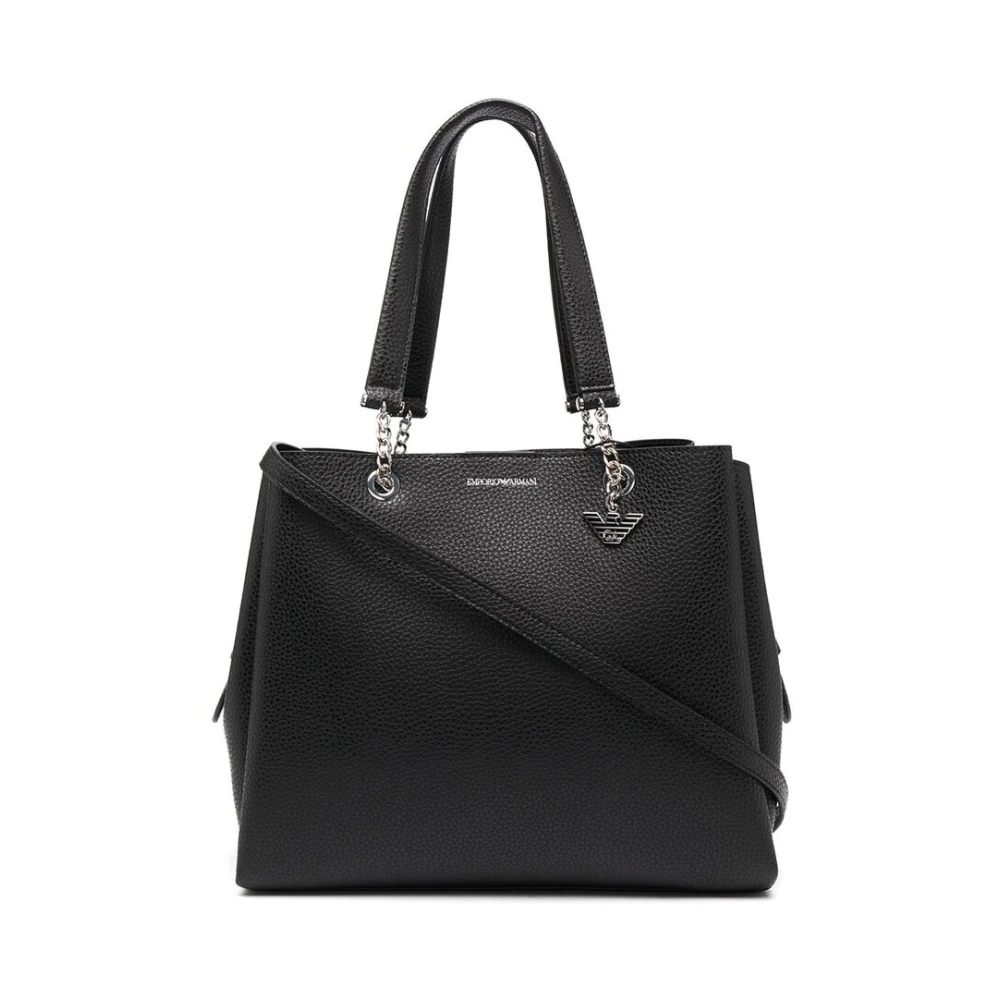 Emporio Armani Zwarte Pebble Textuur Logo Print Tas Black Dames