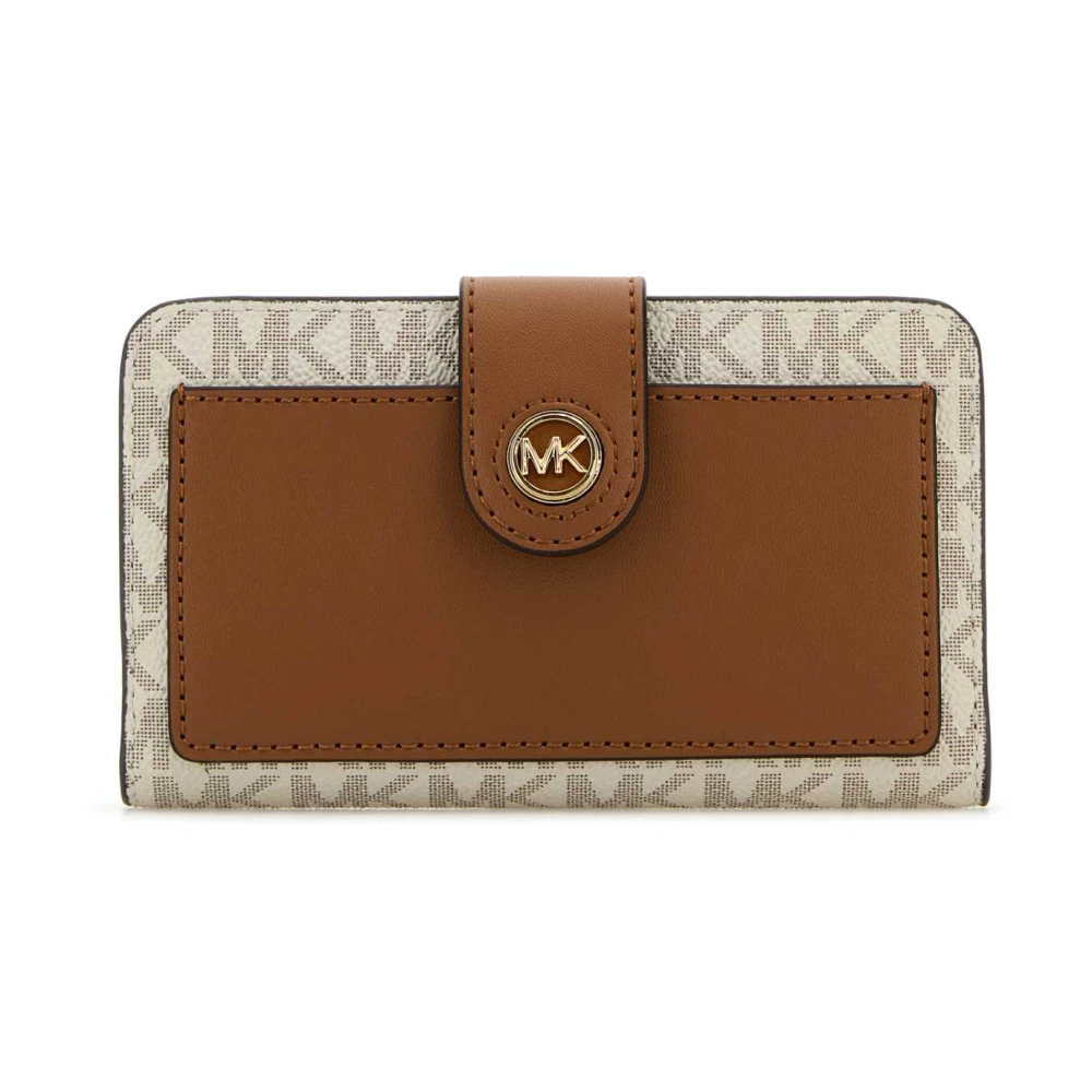 Michael Kors Stijlvolle bedrukte leren portemonnee Brown Dames