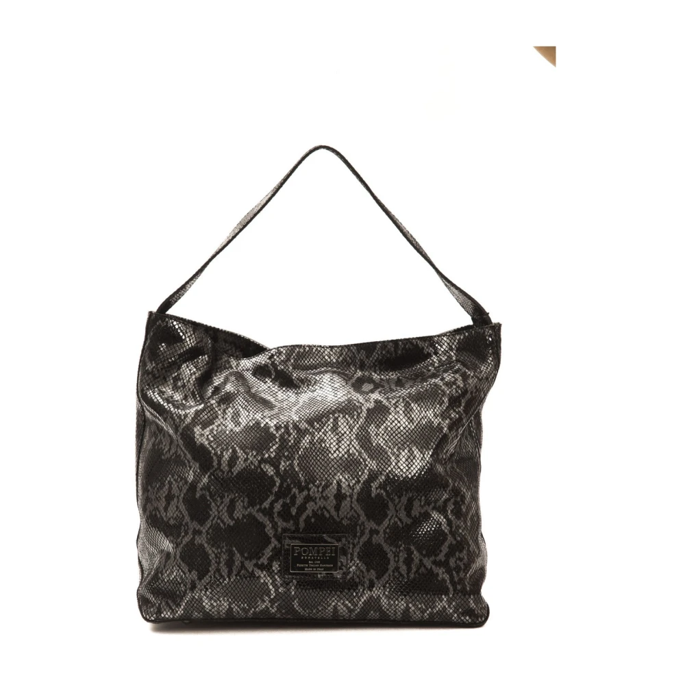 Pompei Donatella Python Print Läder Axelväska Gray, Dam