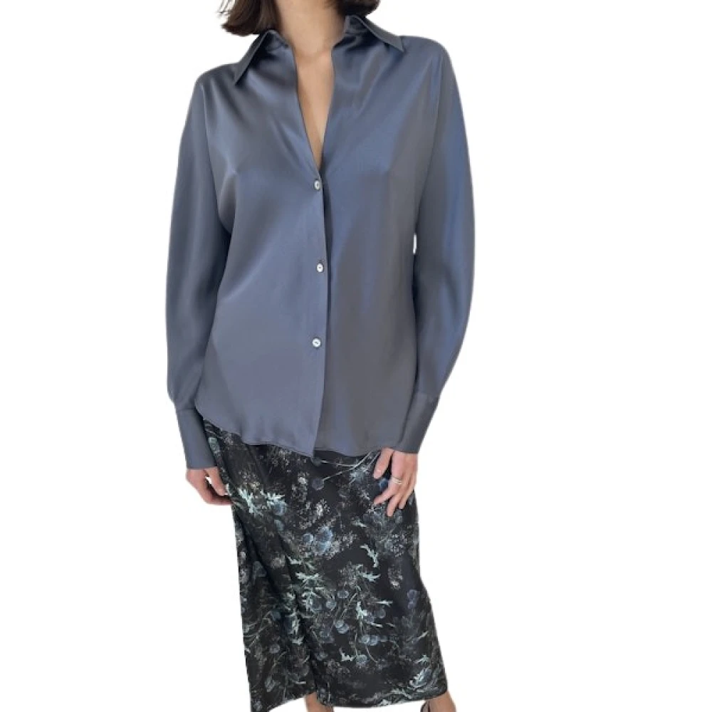 Vince Zijden blouse met V-hals Gray Dames