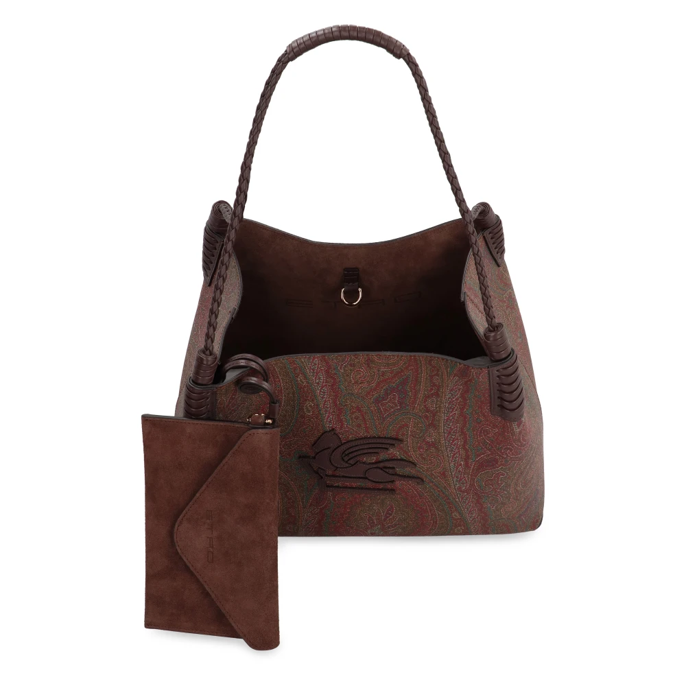 ETRO Paisley Jacquard Tote met Leren Details Brown Dames