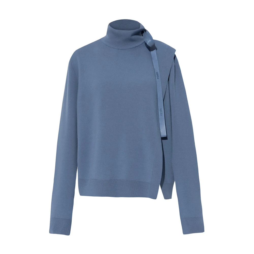 Fendi Women's Blue Wool Turtleneck - Turtlenecks - Xs - Knitwear