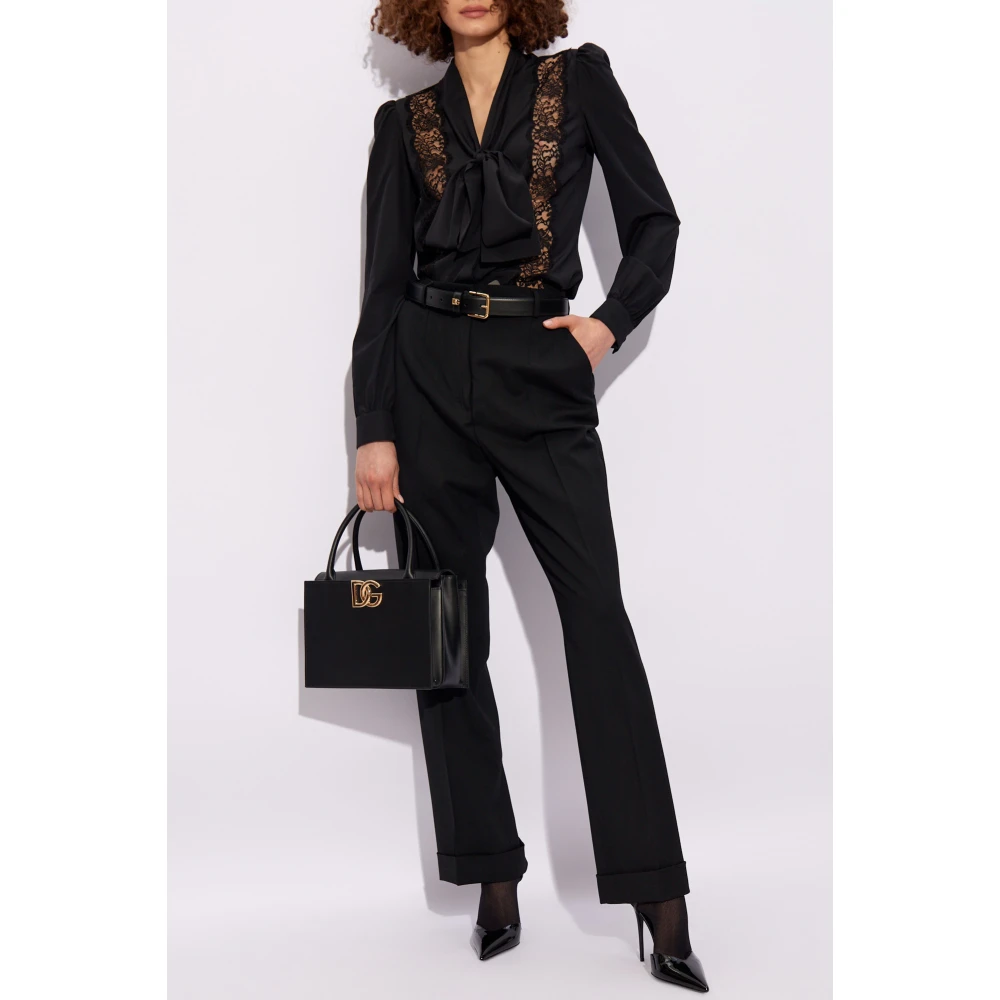 Dolce & Gabbana Zijden shirt met kant Black Dames