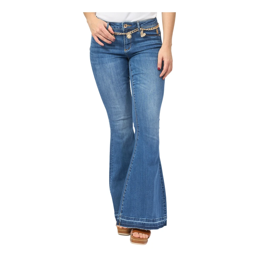Fracomina Blauwe Slim Fit Jeans met Wijde Zoom Blue Dames