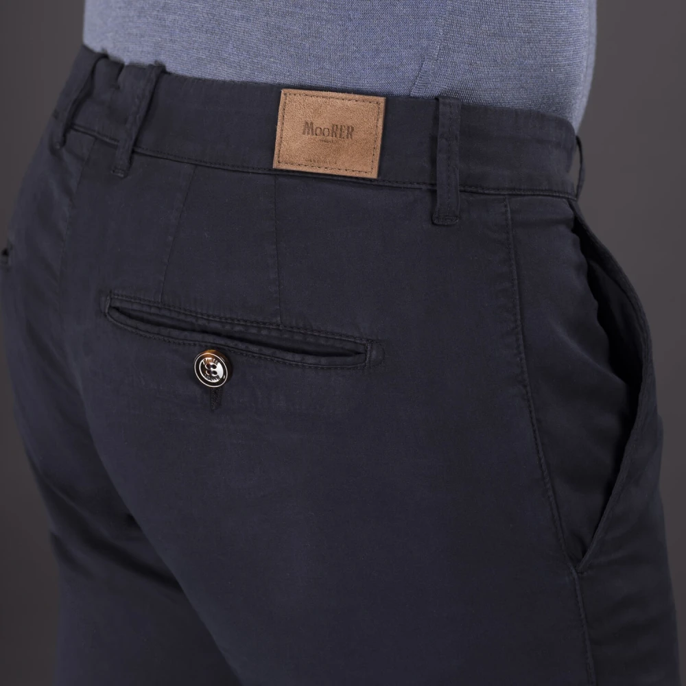 Moorer Vintage Zijde Katoen Chino Broek Blue Heren