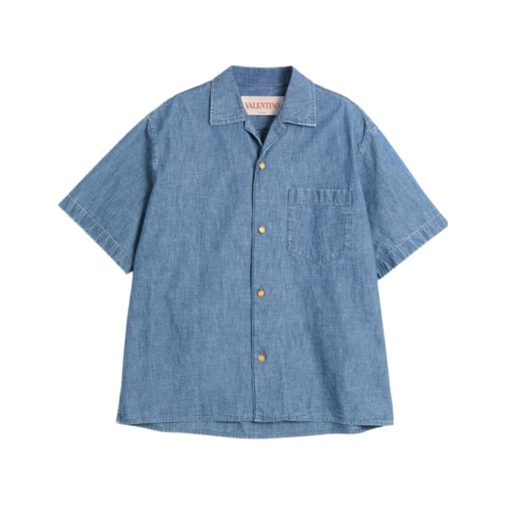 Valentino Denim Overhemd Blue Heren
