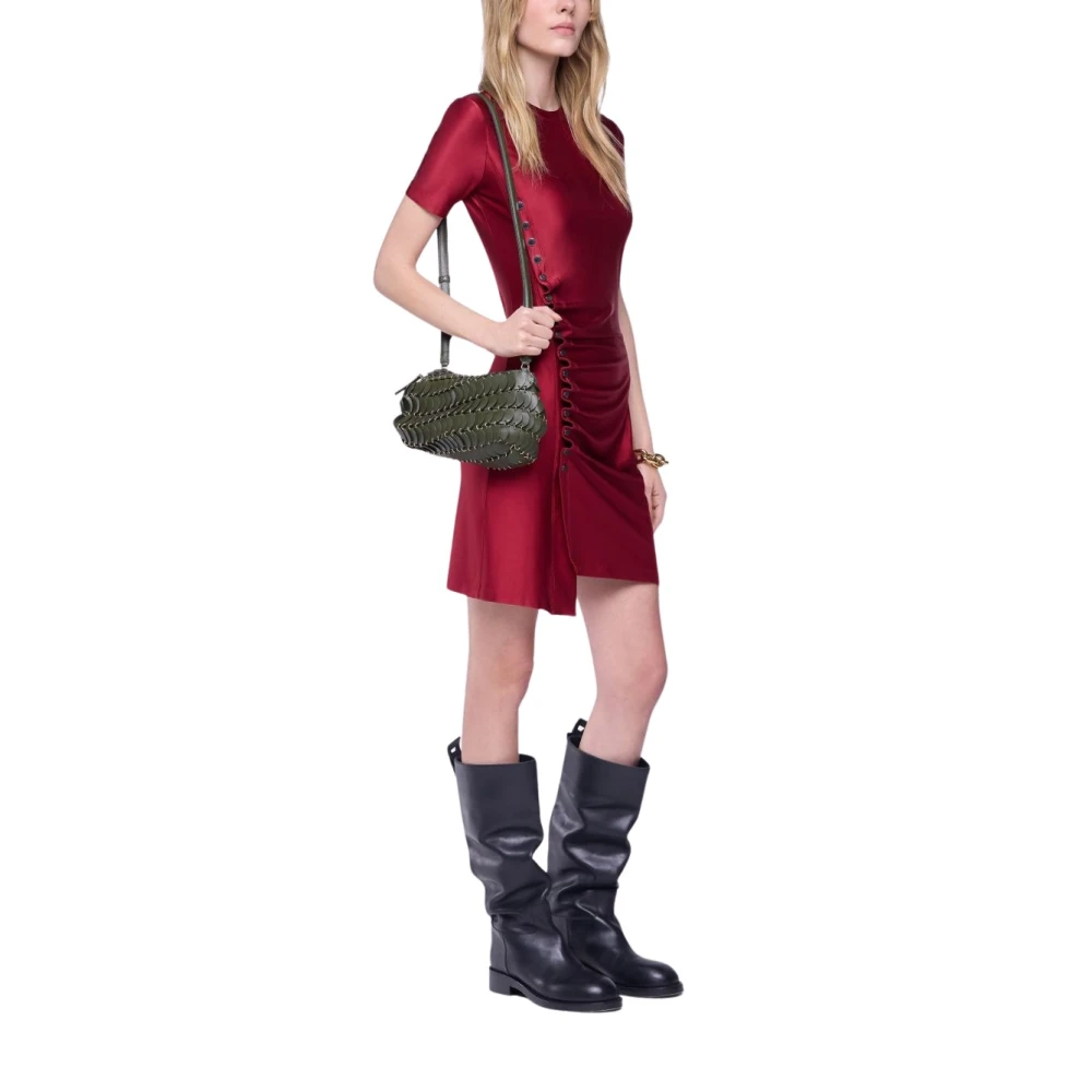 Rabanne Women's Red Short Dresses, S, Draped Mini Dress In Jersey