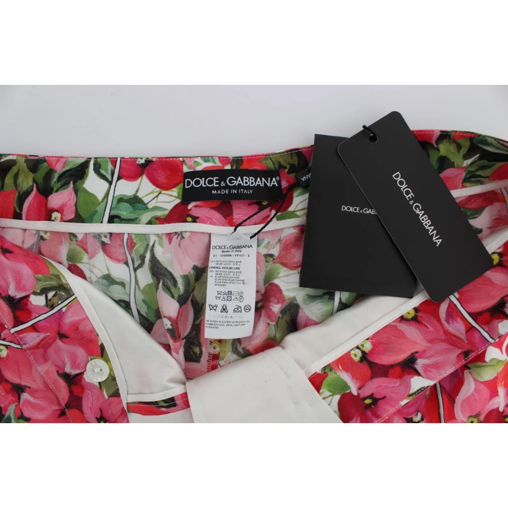 Dolce & Gabbana Luxe Bloemen Zijden Capri Broek Multicolor Dames