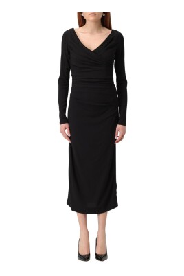 sophisticated-v-neck-long-sleeve-midi-dress